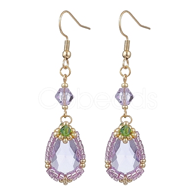 Handmade Glass Seed Beads Teardrop Dangle Earrings EJEW-MZ00576-02-1