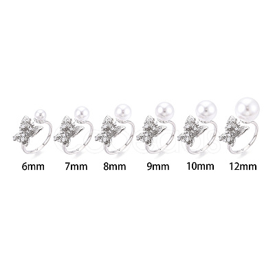 Butterfly Brass Micro Pave Clear Cubic Zirconia Cuff Ring Settings KK-T076-54P-1