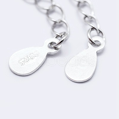925 Sterling Silver End with Extender Chains and Teardrop Charms STER-F036-26S-40mm-1