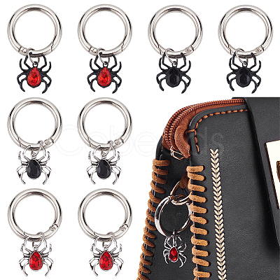 8Pcs 4 Styles Spider Alloy Rhinestone Shoes Charms PALLOY-WR00002-1