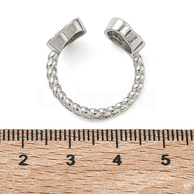 Brass Micro Pave Cubic Zirconia Cuff Open Rings RJEW-C163-03B-P-1
