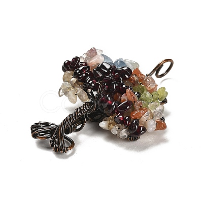Natural Mixed Gemstone Chip Big Pendants G-F763-06R-1