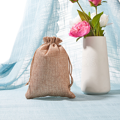 Burlap (Polyester) Packing Pouches Drawstring Bags ABAG-BC0001-07B-18x13-1
