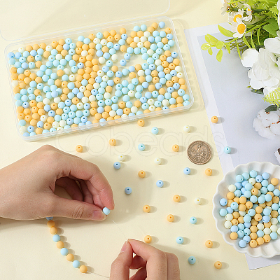 500Pcs Rubberized Style Imitated Silicone Acrylic Beads OACR-SP0001-33F-1