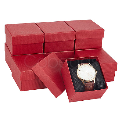 Square Paper Watch Storage Boxes CON-WH0087-30C-1