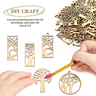 100Pcs Wood Pendants WOOD-CJ0001-62-1