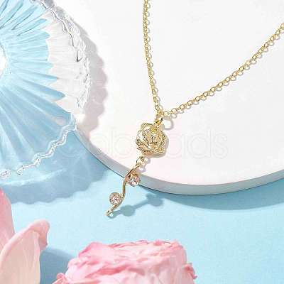 Brass Flower Pendant Necklace NJEW-JN04704-1