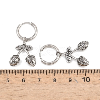 316 Surgical Stainless Strawberry Hoop Earrings EJEW-C160-11B-1