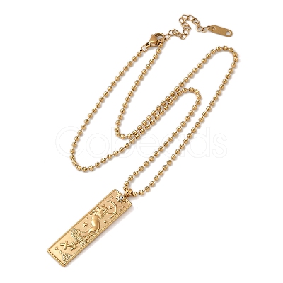 304 Stainless Steel Clear Cubic Zirconia Rectangle Constellation Pendant Necklaces for Women Men NJEW-S435-01G-I-1