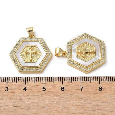 Brass Micro Pave Cubic Zirconia Pendants KK-D057-19G-1