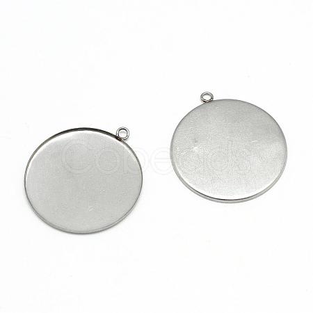 Tarnish Resistant 304 Stainless Steel Pendant Cabochon Settings STAS-T008-129-1