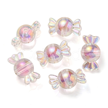 UV Plating Rainbow Iridescent Acrylic Beads PACR-E001-01G-1