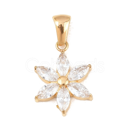 316 Surgical Stainless Steel & Clear Cubic Zirconia Pendants STAS-A137-01A-G-1