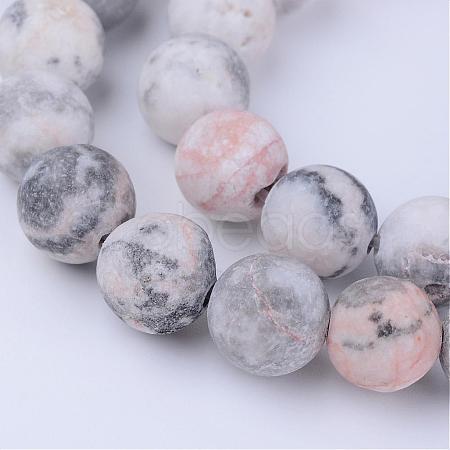 Natural Zebra Jasper Beads Strands G-Q462-8mm-03-1