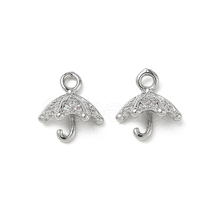 Brass Micro Pave Clear Cubic Zirconia Charms KK-P355-05P-1