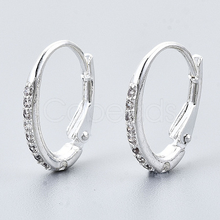 Brass Cubic Zirconia Leverback Earring Findings KK-S340-39S-1