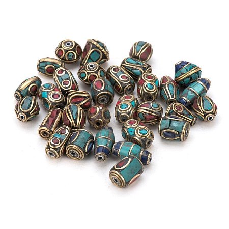50PCS Mixed Antique Golden Handmade Tibetan Style Beads TIBEB-PH0003-01-WH-1