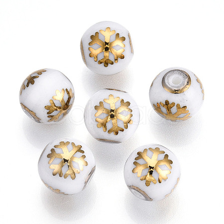 Christmas Opaque Glass Beads X-EGLA-R113-01C-1