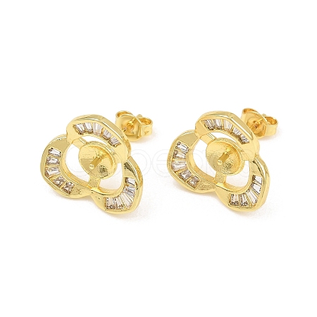 Brass Micro Pave Cubic Zirconia Stud Earring Finding CU-CBAA5EE-01G-1