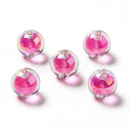 Two Tone UV Plating Rainbow Iridescent Acrylic Beads TACR-D010-03A-03-1
