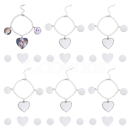 DIY Blank Heart Brass & Alloy Charm Bracelets Making Kit BJEW-DC00002-1