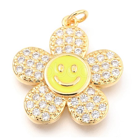 Brass Micro Pave Clear Cubic Zirconia Pendants KK-I683-05D-1