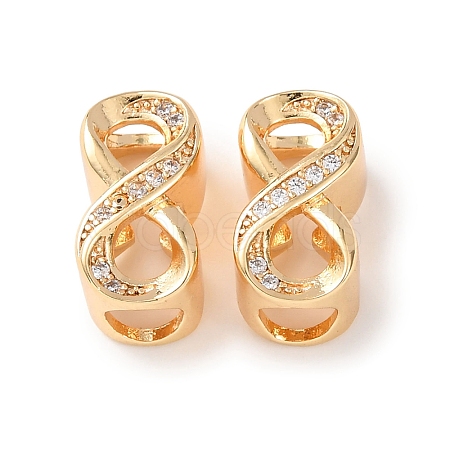 Brass Micro Pave Clear Cubic Zirconia European Beads KK-Z142-07G-1