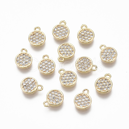 Brass Micro Pave Clear Cubic Zirconia Charms KK-R134-015-NF-1