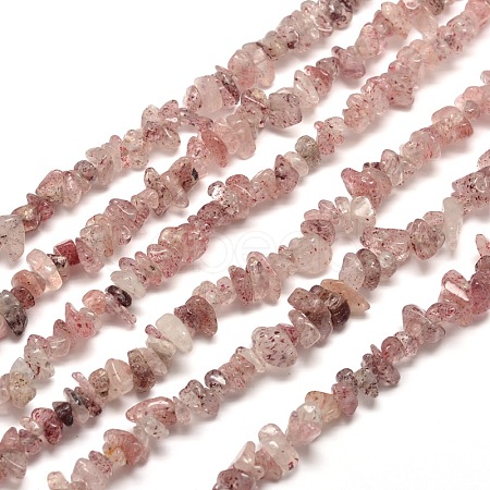 Natural Strawberry Quartz Chip Bead Strands X-G-M205-59-1