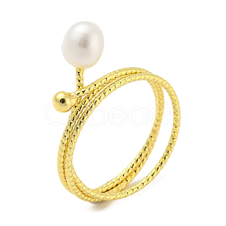 Natural Pearl Finger Ring RJEW-H220-30G-1