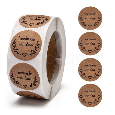 Self-Adhesive Kraft Paper Gift Tag Stickers DIY-G013-A20-1