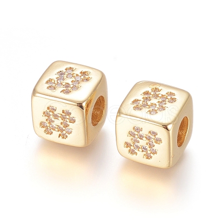 Brass Micro Pave Cubic Zirconia European Beads ZIRC-G162-14G-04-1