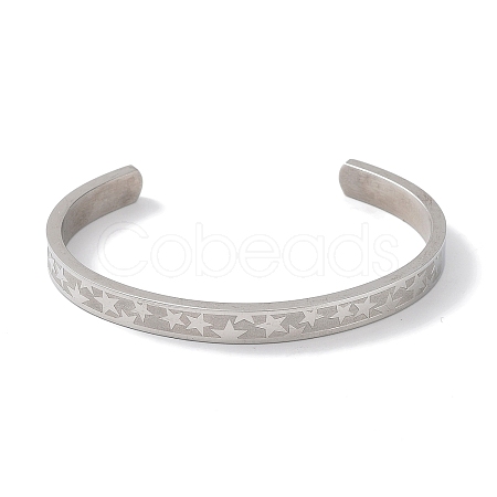 Non-Tarnish 304 Stainless Steel Star Cuff Bangles BJEW-F464-P-01-1