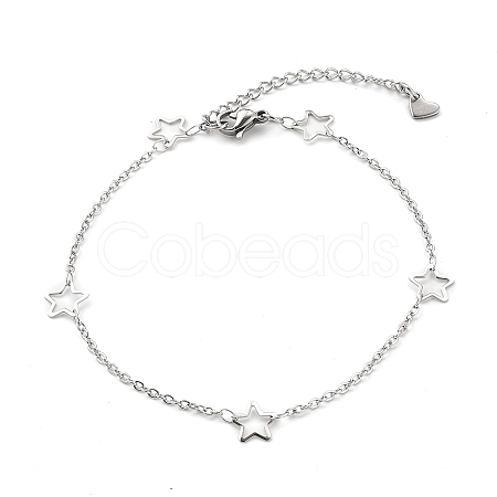 Tarnish Resistant 304 Stainless Steel Cable Chain Anklets AJEW-H104-06P-1