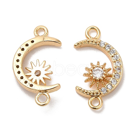 Brass Micro Pave Clear Cubic Zirconia Connector Charms LS-KK-B074-12G-1