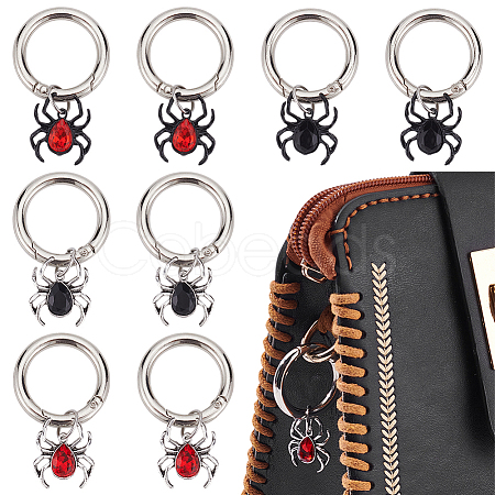 8Pcs 4 Styles Spider Alloy Rhinestone Shoes Charms PALLOY-WR00002-1