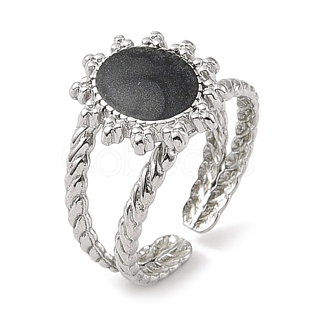 304 Stainless Steel Enamel Open Cuff Rings for Women RJEW-F166-45P-01-1