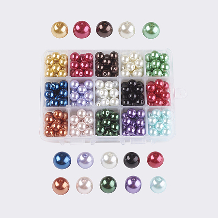 15 Color Glass Pearl Beads HY-X0008-10mm-1