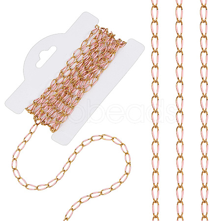 Stainless Steel Enamel Curb Chains CHS-WH0009-07G-03-1