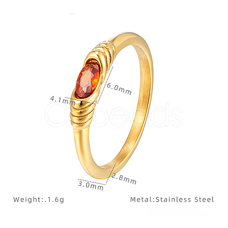 304 Stainless Steel with Cubic Zirconia Finger Rings FS-WG2ED2E-02-1