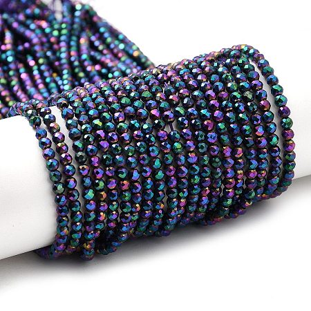 Electroplate Glass Beads Strands GLAA-H021-01B-FP11-1