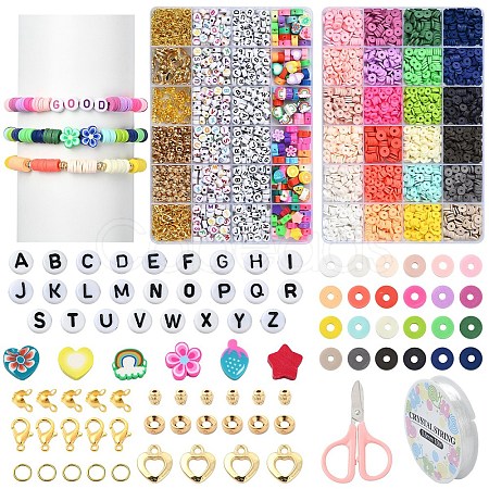 DIY Polymer Clay & CCB Plastic Beads Bracelets Making Kits DIY-YW0010-92-1