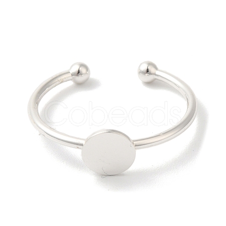 Rack Plating Brass Open Cuff Pad Ring Settings KK-F873-39S-1