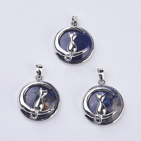 Natural Sodalite Kitten Pendants G-K234-D14-1