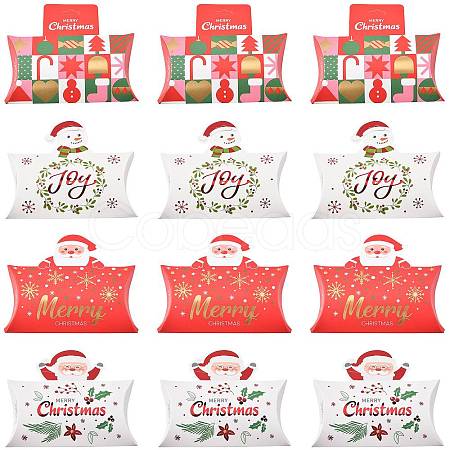 16Pcs 4 Styles Christmas Theme Paper Pillow Gift Boxes CON-FS0001-22-1