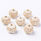 Unfinished Natural Wood European Beads, Large Hole Beads, for DIY Painting Craft, Laser Engraved Pattern, Round with Flower Pattern, Antique White, 20x18mm, Hole: 4mm