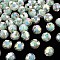 Transparent Acrylic Beads, Bead in Bead, AB Color, Faceted, Round, Aquamarine, 9.5x9.5mm, Hole: 2mm