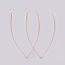 Ion Plating(IP) 304 Stainless Steel Earring Hooks, Ear Wire, with Horizontal Loop, Rose Gold, 41x22x0.8mm, Hole: 2.5mm, 20 Gauge, Pin: 0.8mm