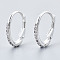 Brass Cubic Zirconia Leverback Earring Findings, with Loop, Clear, Silver, 14.5x9.5x2mm, Hole: 0.8mm, pin: 0.9mm