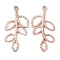 Tibetan Style Alloy Pendants, Cadmium Free & Nickel Free & Lead Free, Leaf, Rose Gold, 38x19x2mm, Hole: 1mm